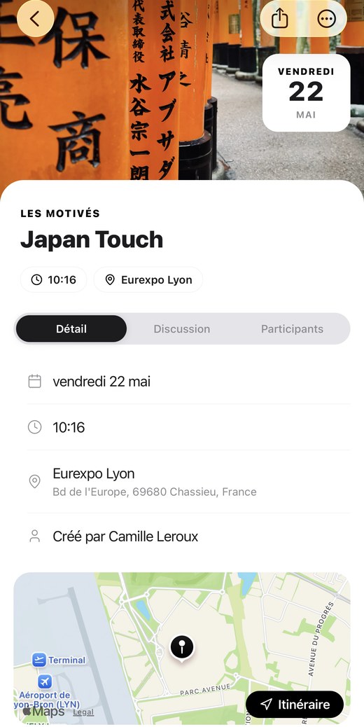 Event Japan Touch avec une image personnalisée