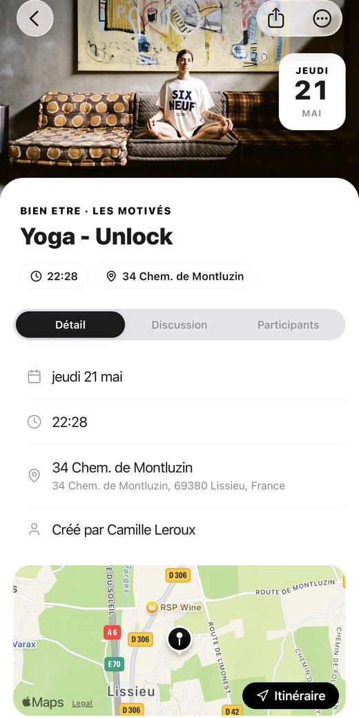 Event Yoga - Unlock avec une image personnalisée